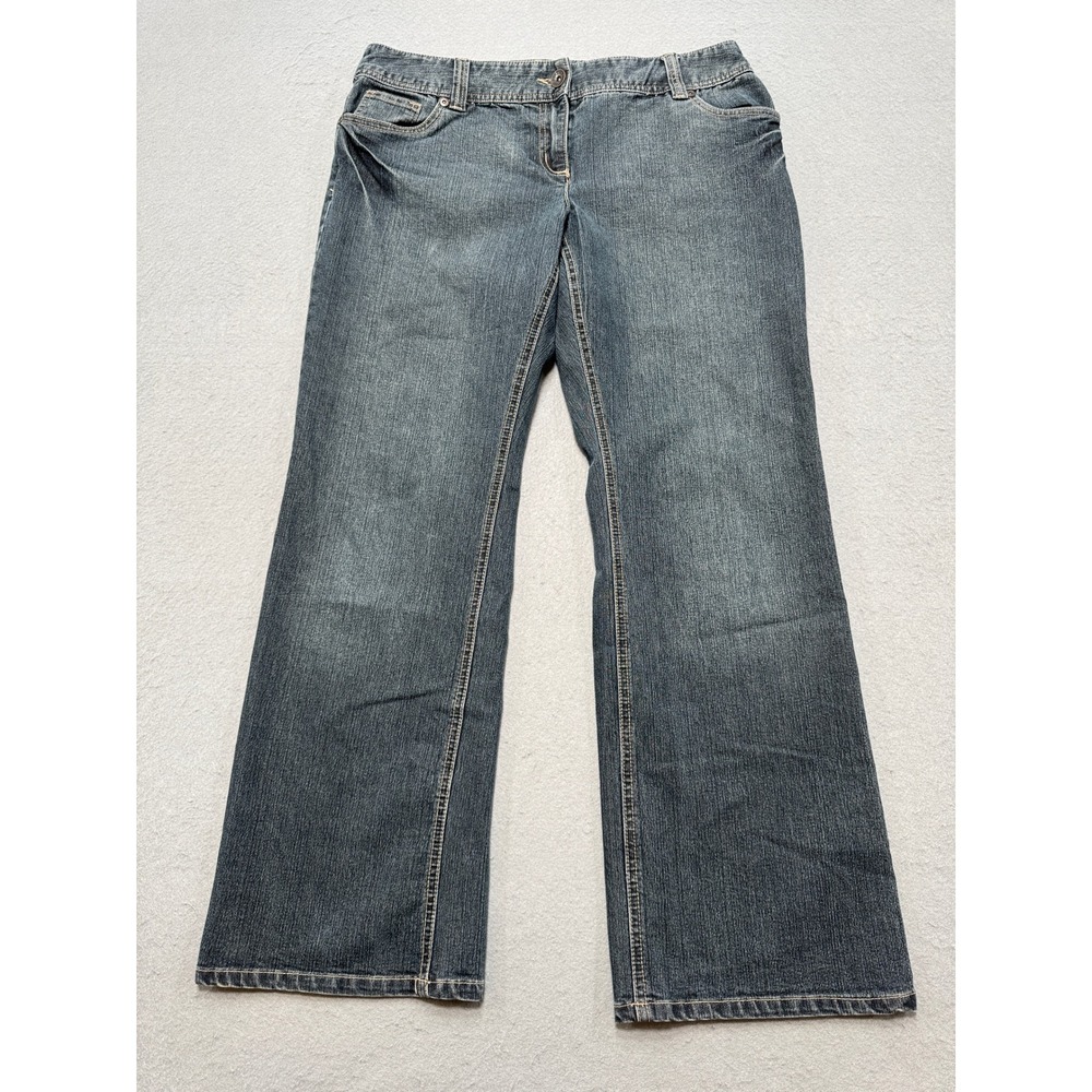 Contrast Jeans Women's 10 Blue Denim Wide Leg Relaxed Fit Mid Rise Dark Wash Y2K